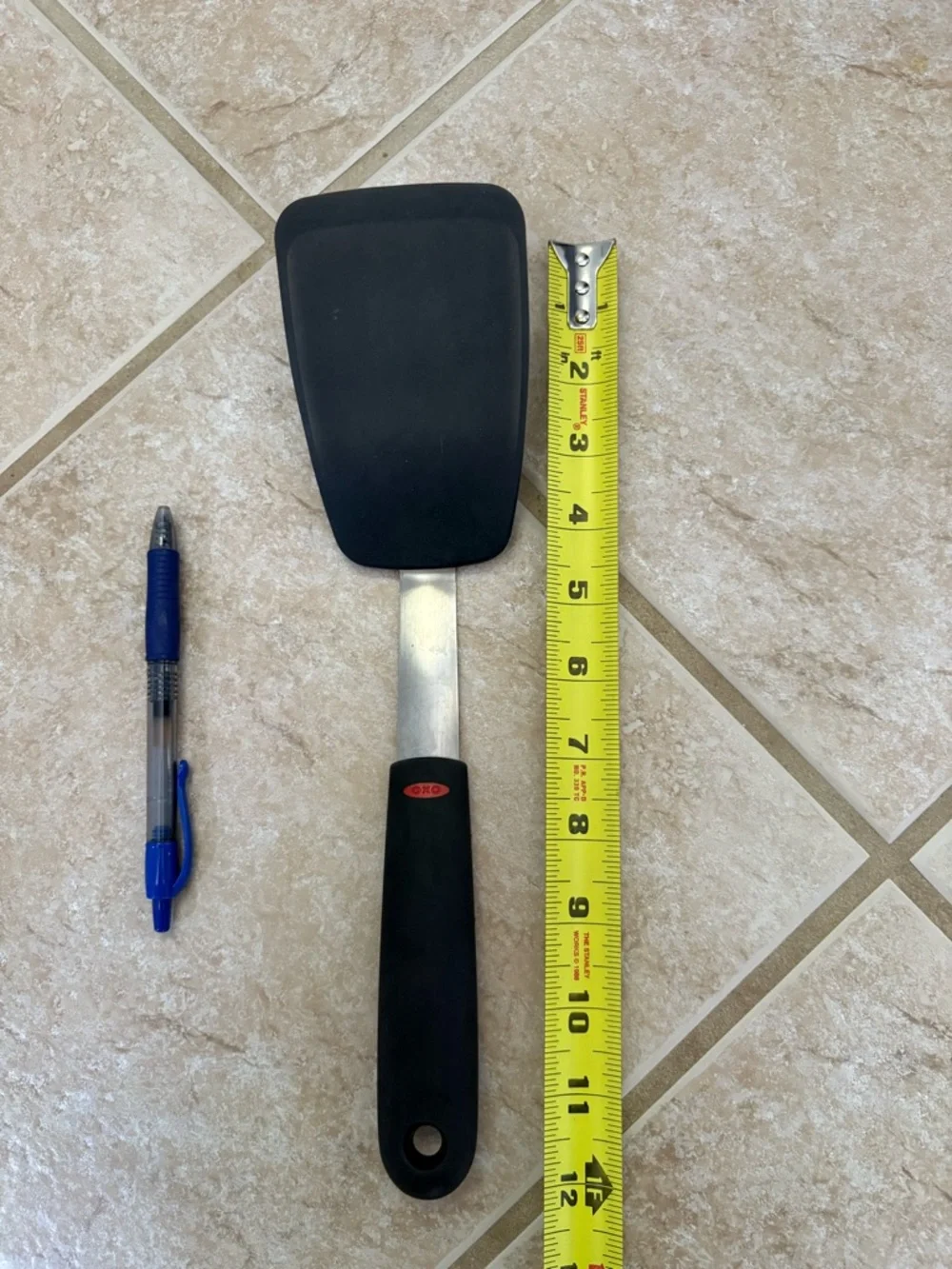 OXO Silicone Flexible Turner: Black Cooking Spatula, Stainless Steel Handle, 12